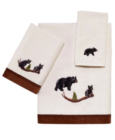 Shop Avanti Black Playful Bears Lodge Cotton Bath Towels In Ivory
