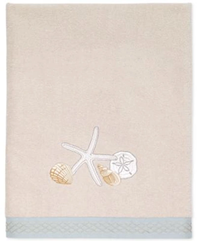 Shop Avanti Seaglass Embroidered Seashell Cotton Bath Towels In Beige