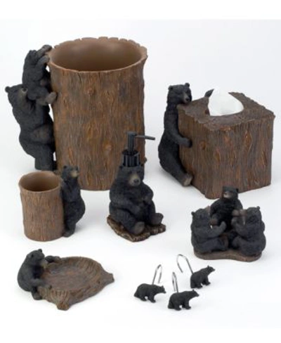 Shop Avanti Black Playful Bears Lodge Resin Bath Accessories In Multi