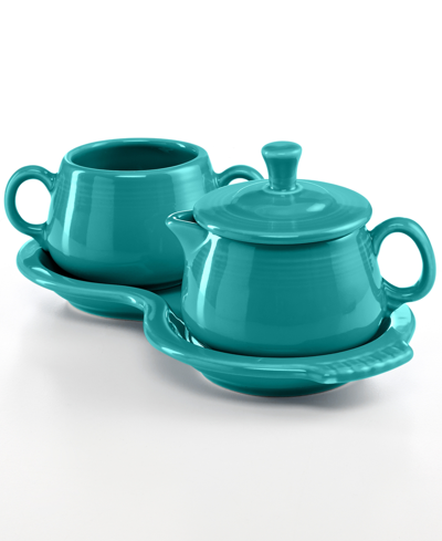 Fiesta 4 Pc. Sugar Bowl And Creamer Set With Tray In Turquoise