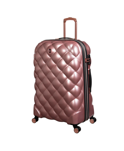 Shop It Luggage St Tropez Trois 30" Hardside Checked 8 Wheel Expandable Spinner In Metallic Rose Gold-tone