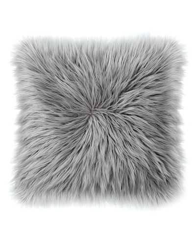 Shop Juicy Couture Sheepskin Faux-fur Decorative Pillow, 22" X 22" In Grey