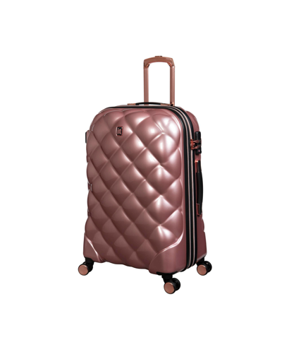 Shop It Luggage St Tropez Trois 26" Hardside Checked 8 Wheel Expandable Spinner In Metallic Rose Gold-tone
