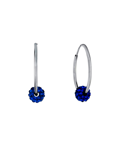 Shop Giani Bernini Crystal Ball Small Hoop Earrings, 0.82", Created For Macy's In Blue