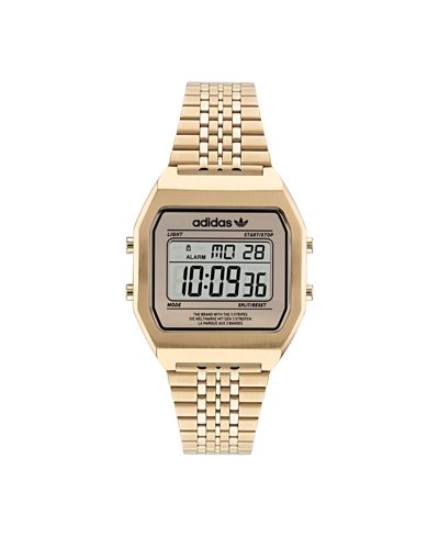 Shop Adidas Originals Unisex Digital Two Gold-tone Stainless Steel Bracelet Watch 36mm