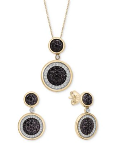 Shop Wrapped In Love Black Diamond White Diamond Circle Cluster Jewelry Collection In 14k Gold Created For Macys In Yellow Gold