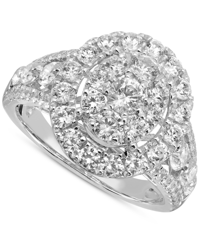 Macy's Diamond Oval Cluster Engagement Ring (2 Ct. T.w.) In 14k White Gold In White Gold