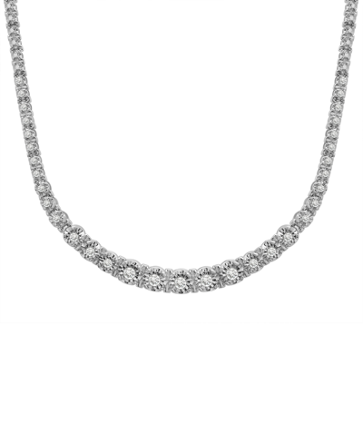Wrapped In Love Diamond Graduated 17" Collar Necklace (1 Ct. T.w.) In Sterling Silver, Created For Macy's In Sterling Silver