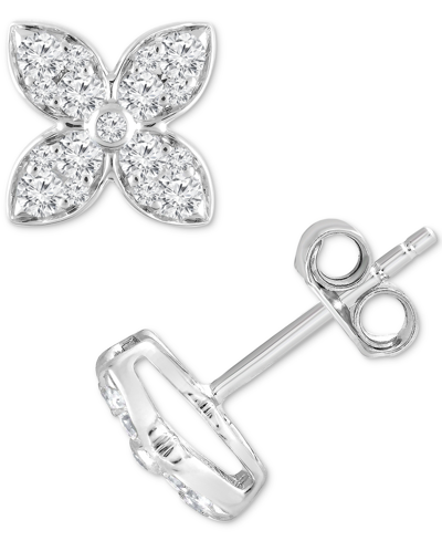 Shop Forever Grown Diamonds Lab-created Diamond Flower Stud Earrings (1/2 Ct. T.w.) In Sterling Silver