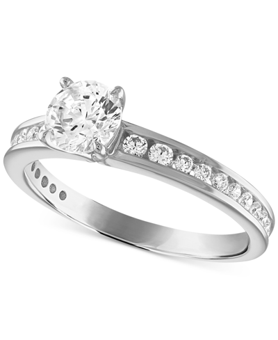 Alethea Certified Diamond Channel-set Engagement Ring (1 Ct. T.w.) In 14k White Gold Featuring Diamonds With In White Gold