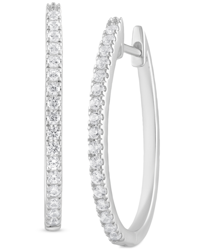 Shop Forever Grown Diamonds Lab-created Diamond Medium Hoop Earrings (1/2 Ct. T.w.) In Sterling Silver