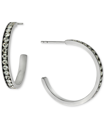 Giani Bernini Crystal Small Hoop Earrings In Sterling Silver, 1", Created For Macy's In Silver