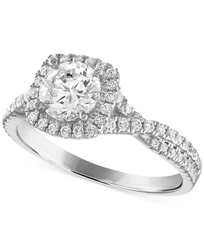 Alethea Certified Diamond Halo Engagement Ring (1-1/3 Ct. T.w.) In 14k White Gold Featuring Diamonds With Th In White Gold