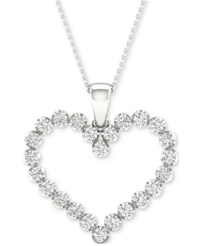 Shop Forever Grown Diamonds Lab-created Diamond Open Heart 18" Pendant Necklace (1/2 Ct. T.w.) In Sterling Silver