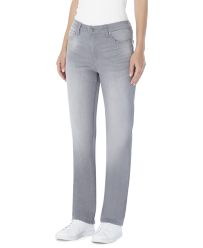 Shop Jones New York Women's Lexington Mid Rise Straight Leg Denim Jeans, Regular & Petite In Slater Wash