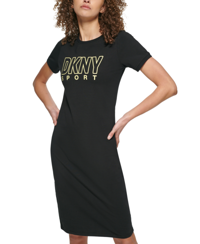 Dkny Sport Outline Logo Short-sleeve Bodycon Dress In Lemon Tart | ModeSens