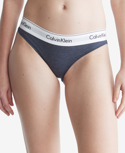 Shop Calvin Klein Modern Cotton Logo Bikini Underwear F3787 In Hemisphere Blue Heather