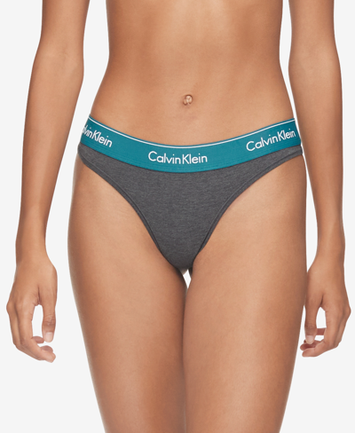 Calvin Klein Women's Modern Cotton Thong Underwear F3786 In Charcoal  Heather