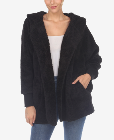 White Mark Plus Size Hooded Sherpa Jacket In Black