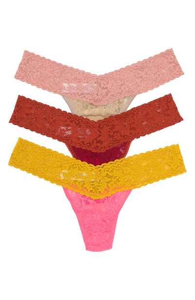 Shop Hanky Panky Low Rise Lace Thong In Fbor/rpuo
