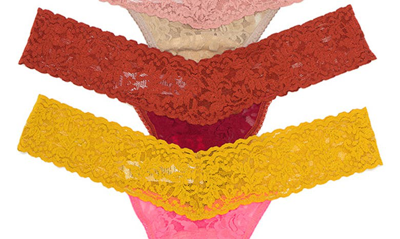 Shop Hanky Panky Low Rise Lace Thong In Fbor/rpuo