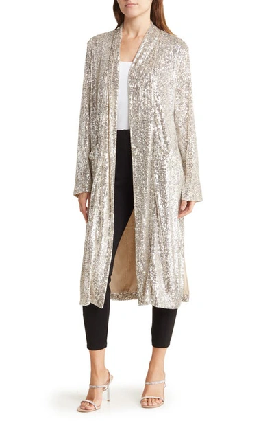 Shop Steve Madden Glitterbomb Sequin Duster In Silver Sequin