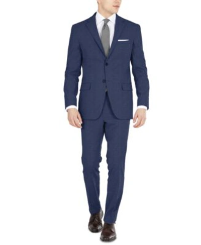 Shop Dkny Mens Blue Tic Modern Fit Performance Stretch Suit Separates