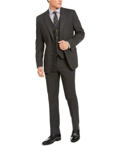 Shop Alfani Mens Classic Fit Stretch Solid Suit Separates Created For Macys In Charcoal