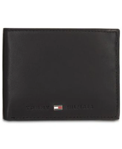 Tommy Hilfiger Men's Brax Leather Rfid Traveler Wallet In Black