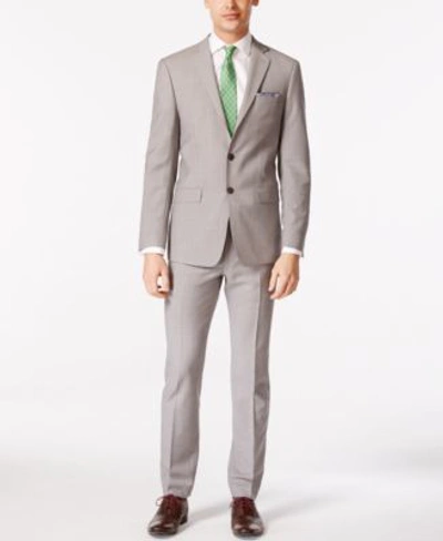 Shop Calvin Klein Solid Mens Classic Fit Suit Separates In Light Grey