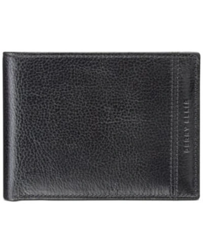 Shop Perry Ellis Portfolio Perry Ellis Mens Leather Wallet Collection In Black