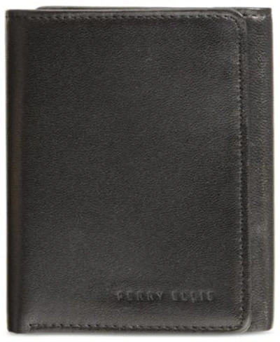 Shop Perry Ellis Portfolio Perry Ellis Mens Leather Trifold Wallet Collection In Black