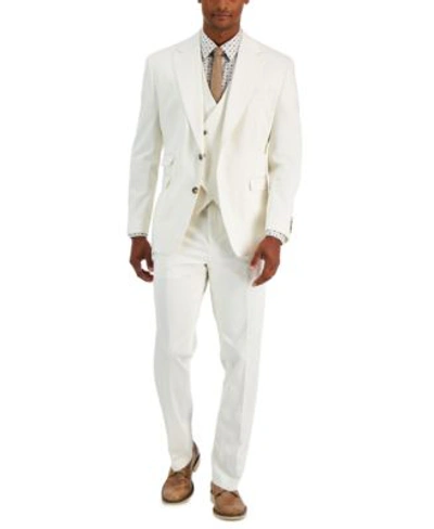 Shop Tayion Collection Mens Classic Fit Solid Vested Suit Separates In White