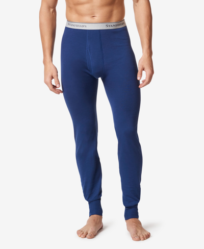 Shop Stanfield's Men's 2 Layer Cotton Blend Thermal Long Johns Underwear In Real Blue