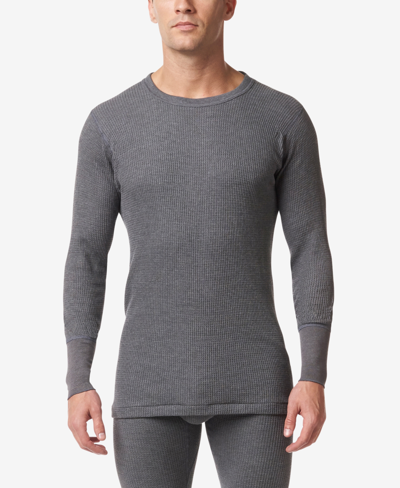 Shop Stanfield's Men's Essentials Waffle Knit Thermal Long Sleeve Undershirt In Charcoal Mix