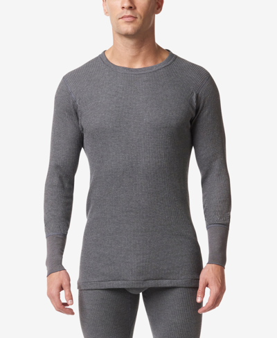Stanfield's Men's Essentials Waffle Knit Thermal Long Sleeve Undershirt In Charcoal Mix