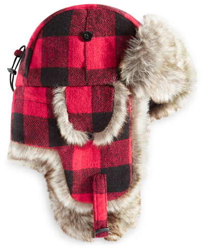 Shop Stetson Men's Faux-fur Buffalo-print Trapper Hat In Red
