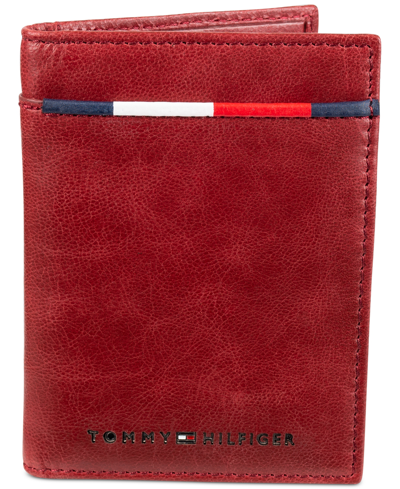 Shop Tommy Hilfiger Men's Rfid Bifold Wallet With Magnetic Money Clip In Red