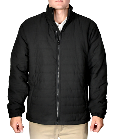Shop Vintage Men's Quilted Full-zip Stand-collar Puffy Jacket In Black