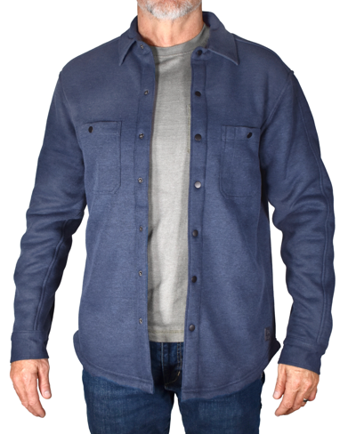 Shop Vintage Men's Spread-collar Ribbed Fleece-lined Shirt-jacket In Char Blue Heather