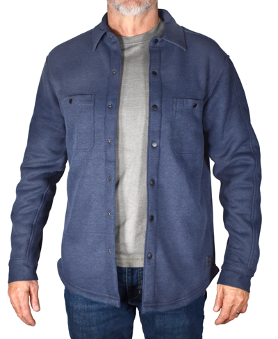 Vintage Men's Spread-collar Ribbed Fleece-lined Shirt-jacket In Char Blue Heather