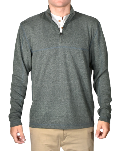 Shop Vintage Men's Stretch Quarter-zip Long-sleeve Topstitched Sweater In Forest Heather