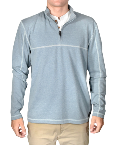 Shop Vintage Men's Stretch Quarter-zip Long-sleeve Topstitched Sweater In Blue Stone Heather