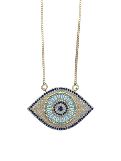 Shop Eye Candy La Women's 18k Goldplated & Cubic Zirconia Evil Eye Pendant Necklace In Silver
