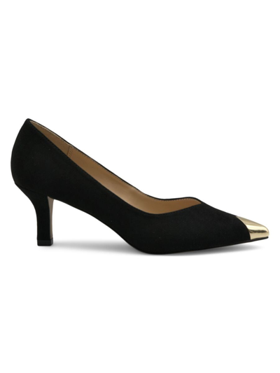 Shop Adrienne Vittadini Women's Faux Suede Kitten Heel Princess Pumps In Black