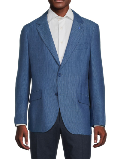 Shop Tailorbyrd Men's Herringbone Pattern Blazer In Blue