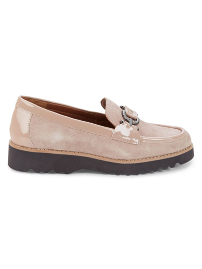 Shop Donald J Pliner Women's Cliocs Suede & Iguana-embossed Leather Loafers In Mushroom