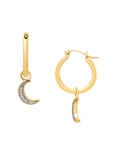 Shop Verifine Women's Demi Fine Luna 18k Goldplated & 0.05 Tcw Diamond Huggie Earrings In Silver