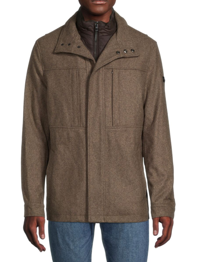 Michael Kors Wool blend Field Heathered Coat In Rice Mix ModeSens