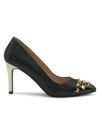 Shop Adrienne Vittadini Women's Nena Studded Faux Leather Pumps In Black